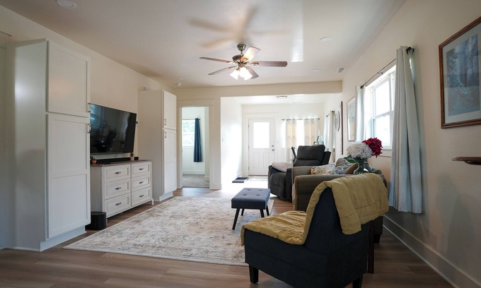 Casper House | Bright and stylish 2-bed bungalow in Casper with modern kitchen, updated bath, fenced yard. Minutes from downtown, Platte River, and outdoor adventures.