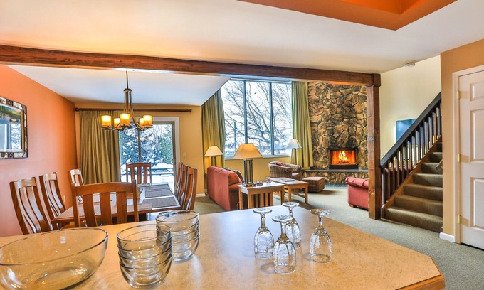 Lake Placid Condo | Cascade Lodge - couurt yard view, stay in the heart of Lake Placid
