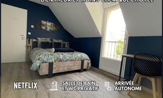 La Victoire - Les Marechaux House | Chambre Escapade - SDB WC Privatif - Entrée autonome - Grande TV NETFLIX