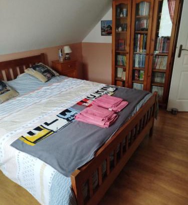 Cluses Bed & Breakfast | Chambre rouge dans maison avec parking