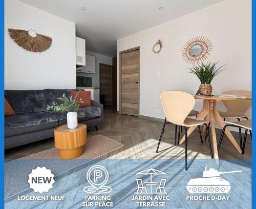 Loucelles Apartment | Champ de blé Apt neuf indépendant plain pied dans maison contemporaine décoration soignée tout confort terrasse aménagée, grand terrain parking privé à 15 mn de Caen et 10 mn deBayeux proche plages du débarquement