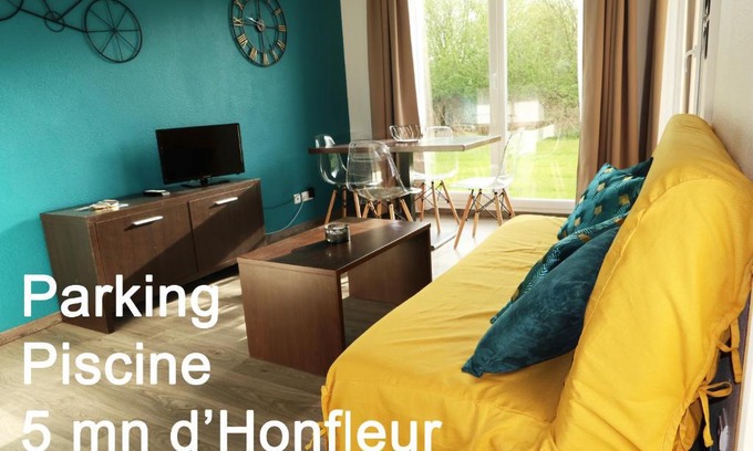 Equemauville Apartment | Charmant 2 pièces proche d Honfleur, piscine en saison, parking gratuit, Wifi