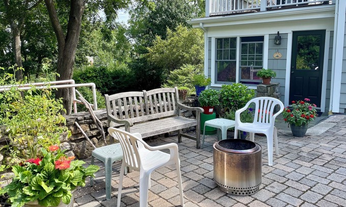 West Mystic Apartment | Charming apartment overlooking private gardens, walk to downtown Mystic