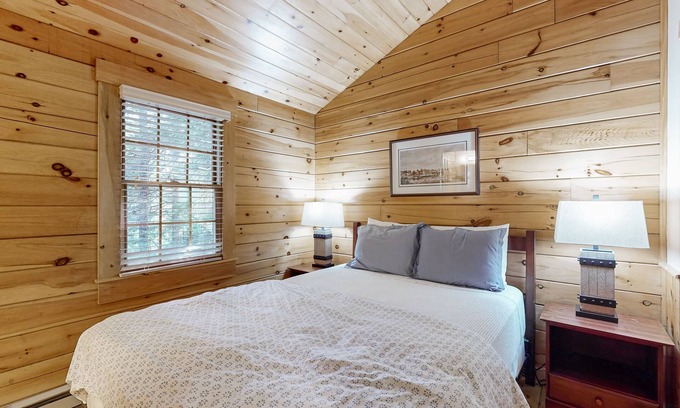 Northport Cabin | Charming cabin retreat with fireplace, kitchen, pool table & gym - dog-friendly