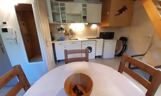 Brides-les-Bains Apartment | Charming Studio with Mezzanine in Thermal Park, Elevator Near Center