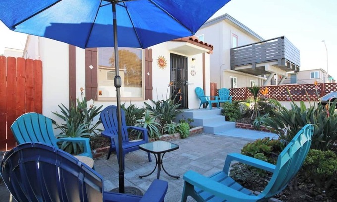 Central Mission Beach Cottage | Classic Beach Cottage Steps to Sand + A/C & Garage