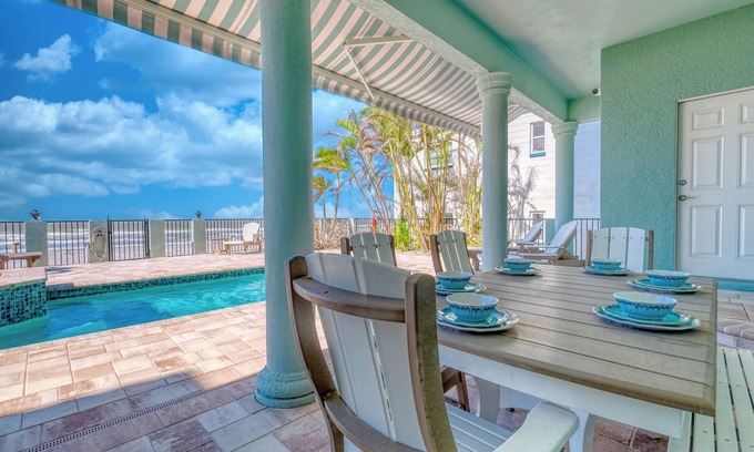 Indian Rocks Beach House | COASTAL BREEZE. a Direct Gulf Front LUXURY BEACH HOUSE with Pool and Spa
