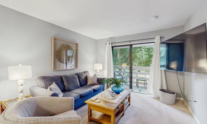 Folly Field Condo | Coastal condo with private balcony, pickle ball, tennis, pools, close to beach