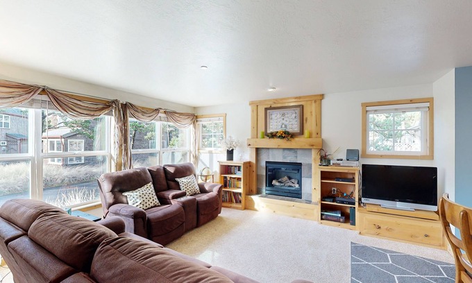 Shorepine Village House | Coastal home walking distance to the beach with outdoor shower & fireplace