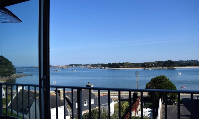 Tregastel Apartment | Completely renovated apartment with SUPERB VIEW of baie Sainte-Anne in TREGASTEL
