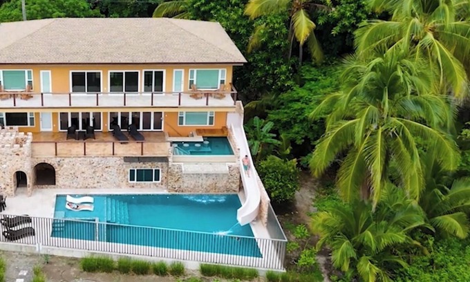 Junquillal House | Costa Rica BEACH Castle with WATERSLIDE, WATERFALL, 2 Pools on SANDY BEACH 12ppl