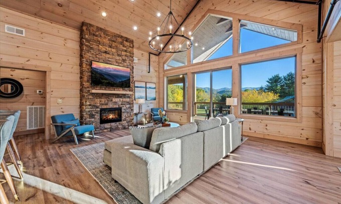 Wears Valley Cabin | Cove View Chalet: Luxe 6BR w/Swim Spa, Theater, Firepit, Games!