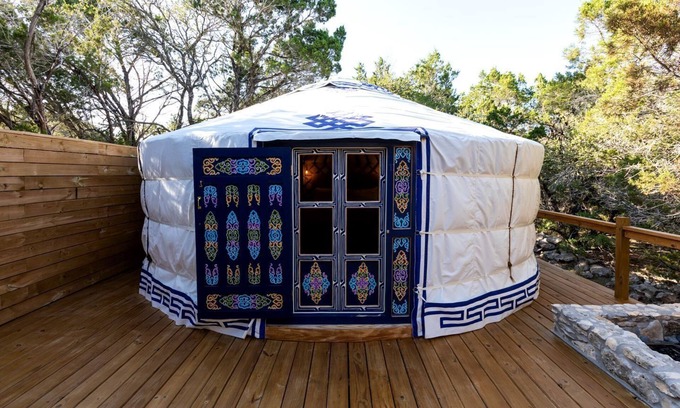 Dripping Springs Cabin | Cozy Couples Yurt with Hot Tub in Dripping Springs, Texas