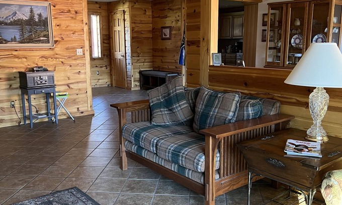 Prineville House | Cozy Lakeshore Family retreat, deck with propane grill spacious rustic home.