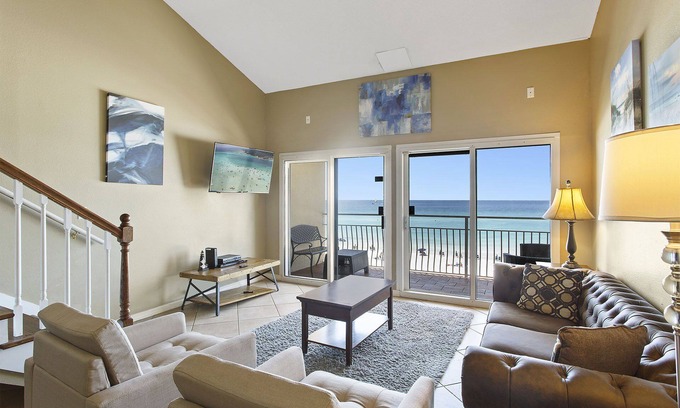 Crystal Beach Condo | Crystal Sands 304B - Top Floor, Gulf Front, Heated Pool, Beach Service Included!