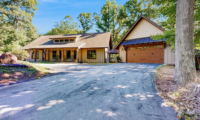 Pisgah Forest House | Custom Creekside Escape | Entertainers Deck & Wooded Views, Kids Play Zone