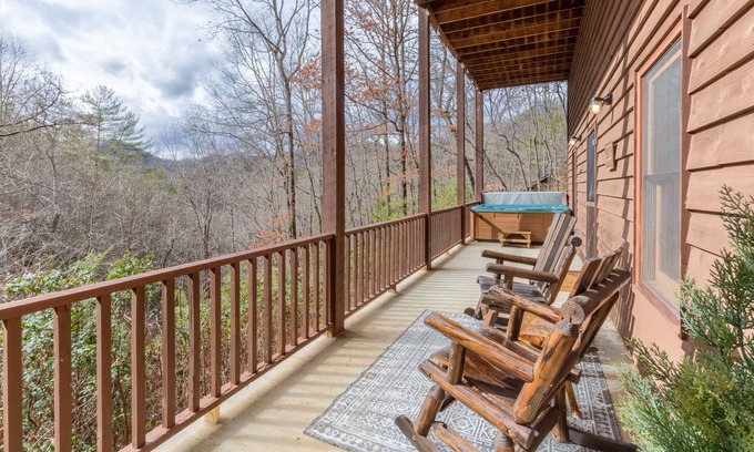 Almond House | Dog-friend mtn home near pond with private hot tub, fireplace, decks, & firepit