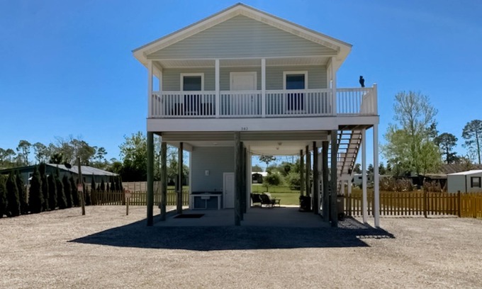 Port St. Joe House | Dog-friendly home blocks from the beach with patio, balcony, & outdoor shower