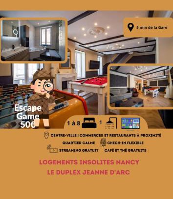 Poincare - Foch - Anatole France - Croix de Bourgogne Apartment | Duplex Jeanne d'Arc Billard Baby en option Escape Game Logements Insolites