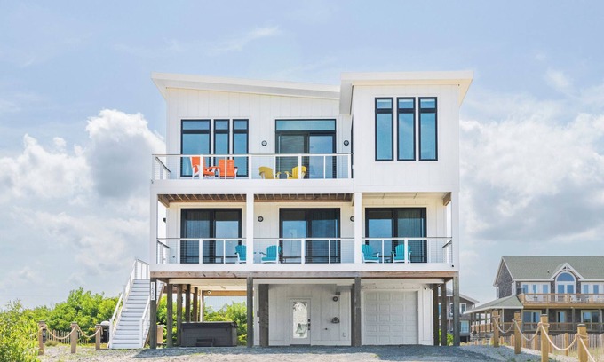 Corolla House | Easy Breezy OBX - New Beautiful Modern Home on the 4x4 w/Ocean Views & Hot Tub.
