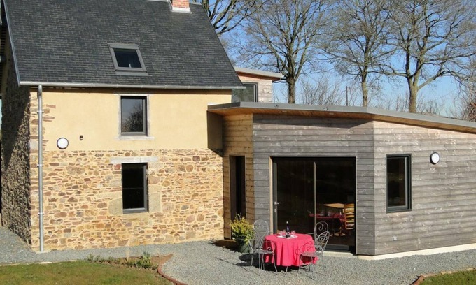 St-Denis-le-Vetu Cottage | Eco-Friendly Norman House with Fireplace