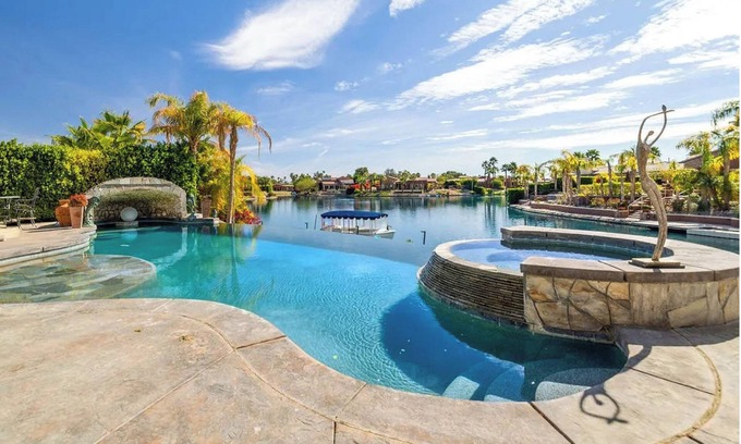 Cathedral City Villa | Elegant Spanish Villa, Waterfront, Monthly Stay