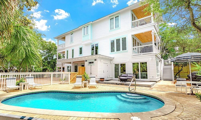 Gulfview Heights House | Eventide - Gulf View, Heated Private Pool, Walk to the Beach + Dining!