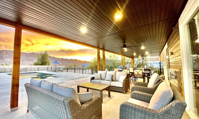Moab South Valley House | Exclusive Retreats Desert Panorama with Private Pool, Hot Tub, Bocce Court
