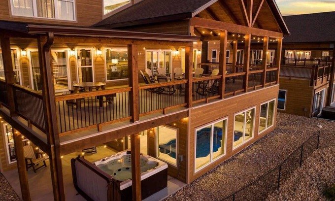 Kimberling City Cabin | Exquisite 8-Bedroom Retreat: Private Pool, Hot Tub