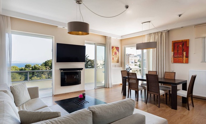 Athens City Centre Villa | Exquisite Athens Apartment | Elysian Penthouse | 2 Bedrooms | 360° Balcony.