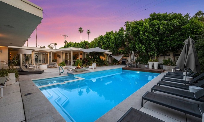 Twin Palms House | Fall Dates Available! Mid-Century home with Private Pool, Spa, and Mountain Views!
