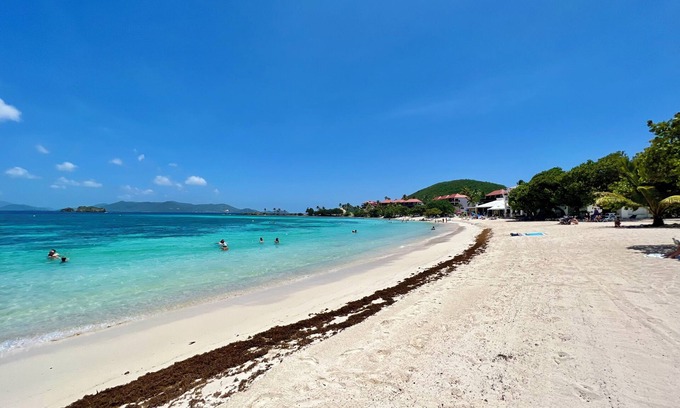 Cabes Point Condo | Fantastic! 3 BR! STEPS to the sand on Sapphire Beach Waterfront ocean view patio