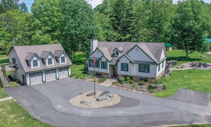 Oakland House | Fireside Fun: Outdoor Pool, Lake Access, Hot Tub, Basketball, & More