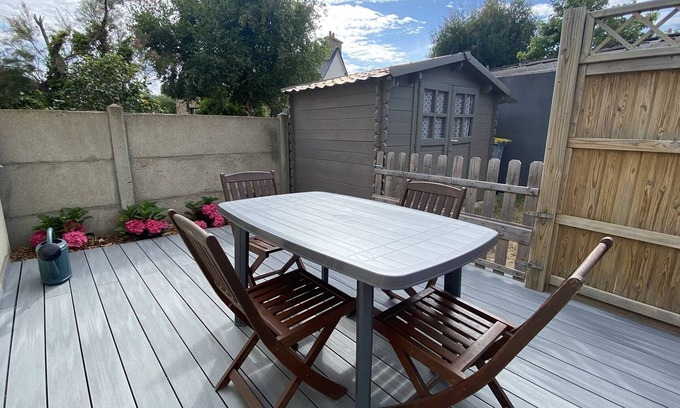 Tregastel House | Fisherman's House with Terrace, 450m from Grève Blanche Beach in Trégastel