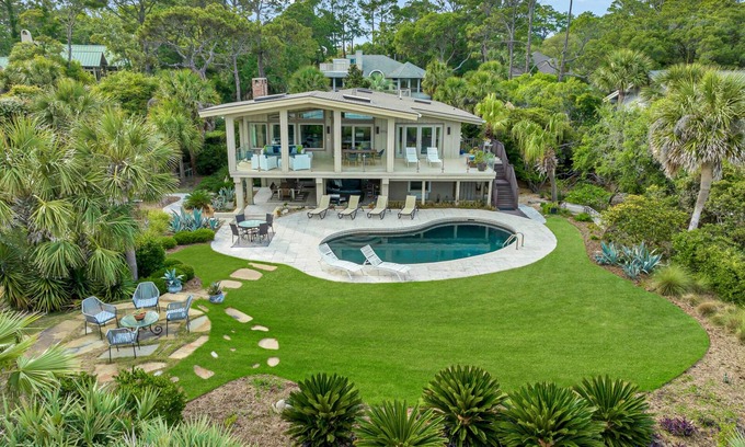 Sea Pines House | Five Bedroom Oceanfront Sea Pines Home with Private Pool and Oceanfront Views