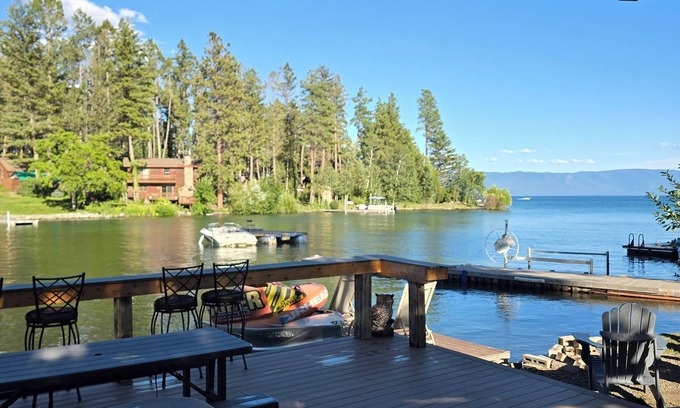 Lakeside House | Flathead Lake home W/private beach, dock, and hot tub