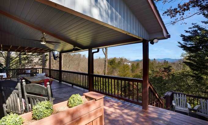 Foxfire Estates Cabin | Four Bears Ridge - Family Retreat with Mountain Views, Hot Tub, Fire Pit, Games