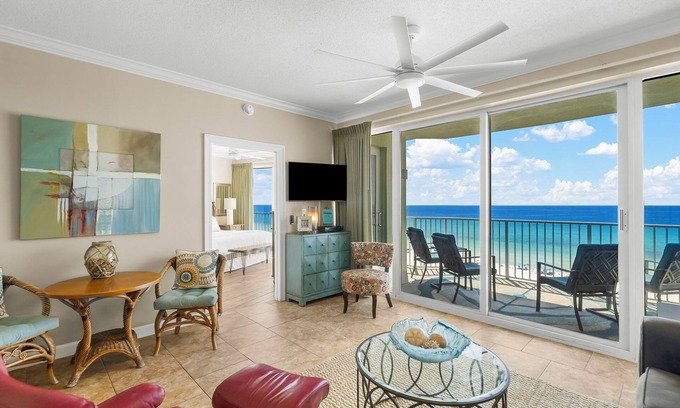 Panama City Beach Condo | FREE GOLF and TIX! Boardwalk Beachfront 603 Updated w/Heated Pool & Hot Tub!