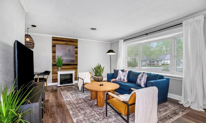 Prairie Village House | Furnished 3BR Ranch 30-Day Stay Pet Friendly Fenced Yard + Cozy Electric Fireplace