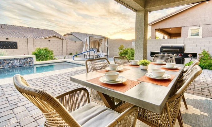 Montecito in Estrella House | Goodyear Retreat w/Heated Pool, Fire Pit & Near Goodyear Ballpark