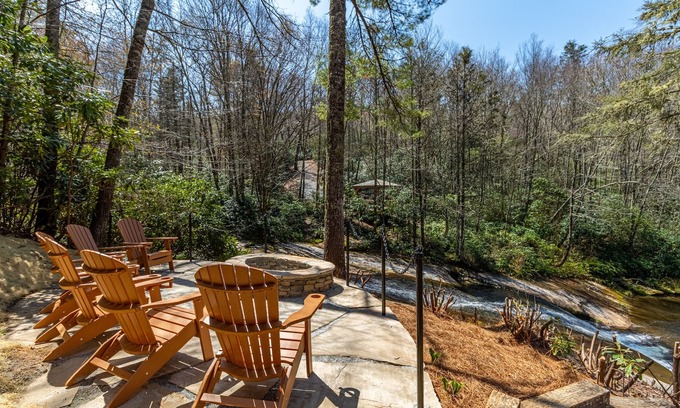 Glenville House | Gorgeous Waterfront Mountain Retreat with Firepit and Waterfall