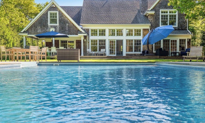 Wainscott Woods House | Gourmet Eat-In Kitchen, Master Suite, Fieldstone Patios