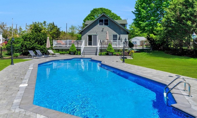 Pipes Cove House | Greenport Village home w/ POOL! Steps to Town Center & Bay Beach!