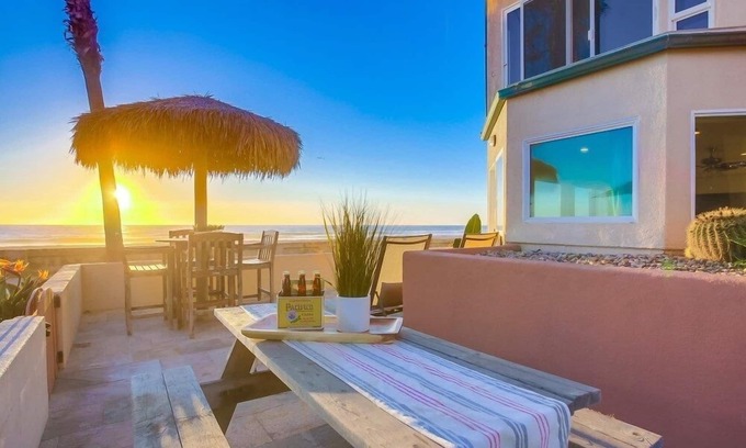 Central Mission Beach Condo | Ground Level + Penthouse! 55' of Ocean Front * 5 Patios