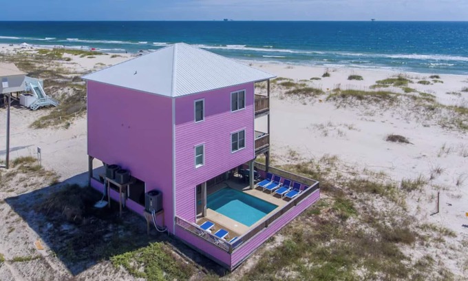 Fort Morgan House | Gulf Front house, 5 ensuites, Private Heated Pool, Never Crowded Beach, Fire Pit