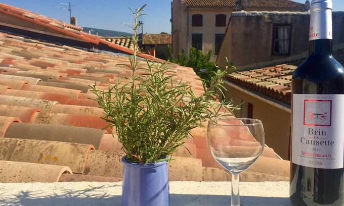 Olonzac House | Heart of Olonzac, overlooking market, Private sunny rooftop terrace