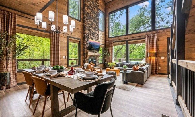 Sevierville Cabin | Highland View: Luxe 5BR w/Pool*Theater*Firepit*Hot Tub*Games