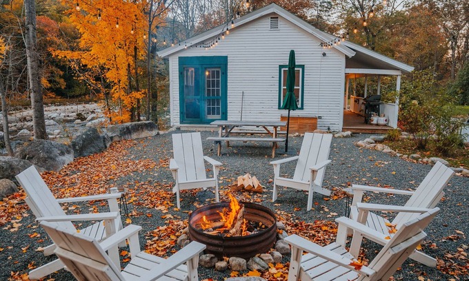 Upper Jay House | Historic River Cabin with near Whiteface with Sauna & Swimming Hole