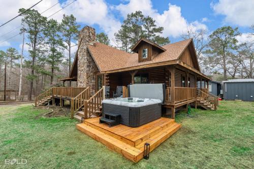 Shreveport House | Hot Tub, Log Cabin, Lake Front, Fireplace