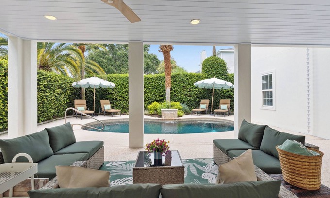 Saint Simons Island House | Hydrangea House in Gated Compass Point, sleeps 12 with a pool